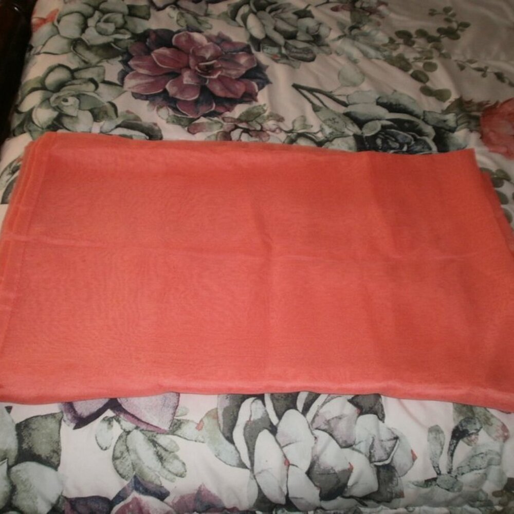 orange sheer curtains 52" wide by 63" long - 2 panels Excellent condition